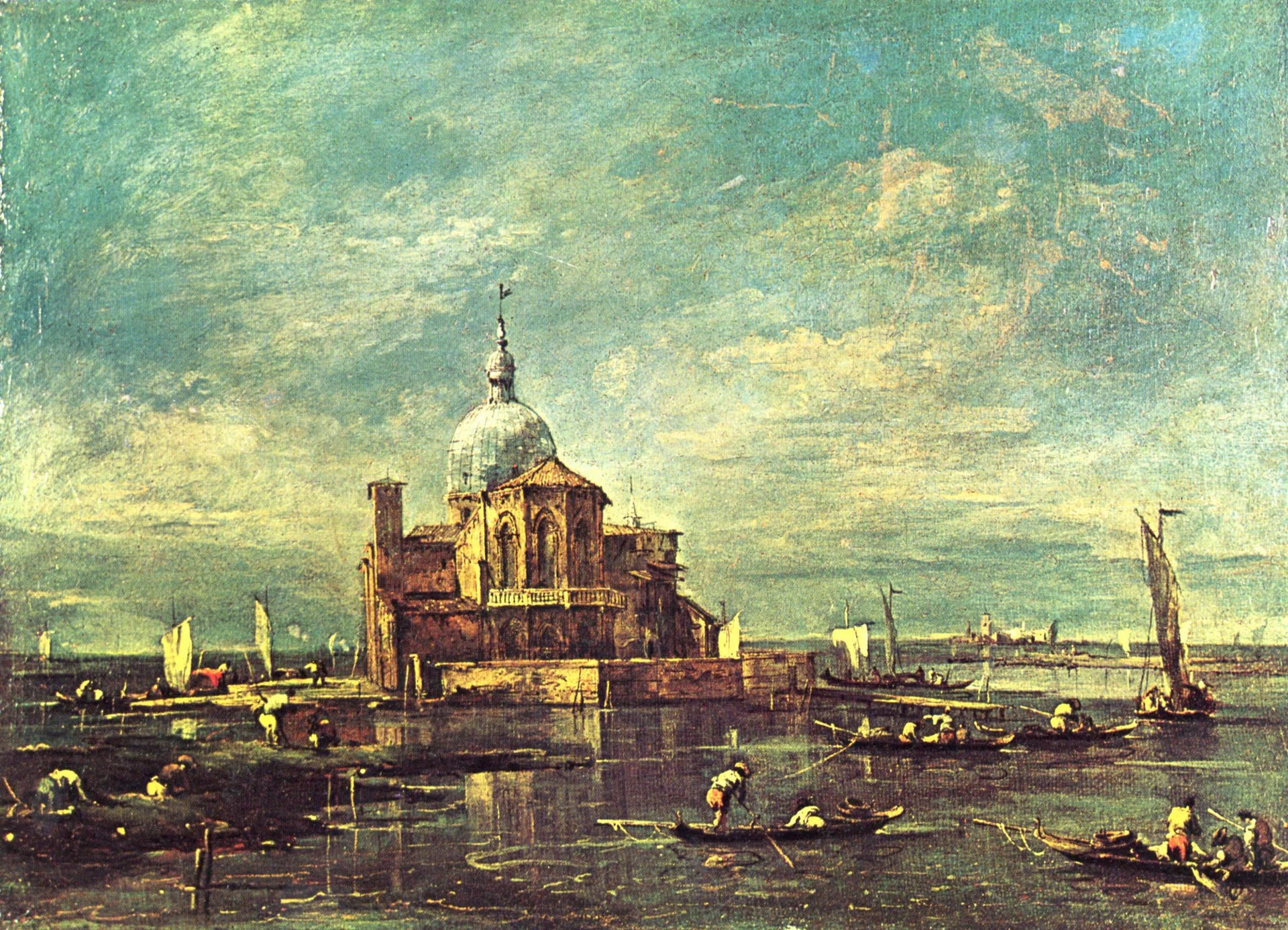 Église sur une petite île lagonaire - Francesco Guardi image 1 copie peinte à la main à l’huile