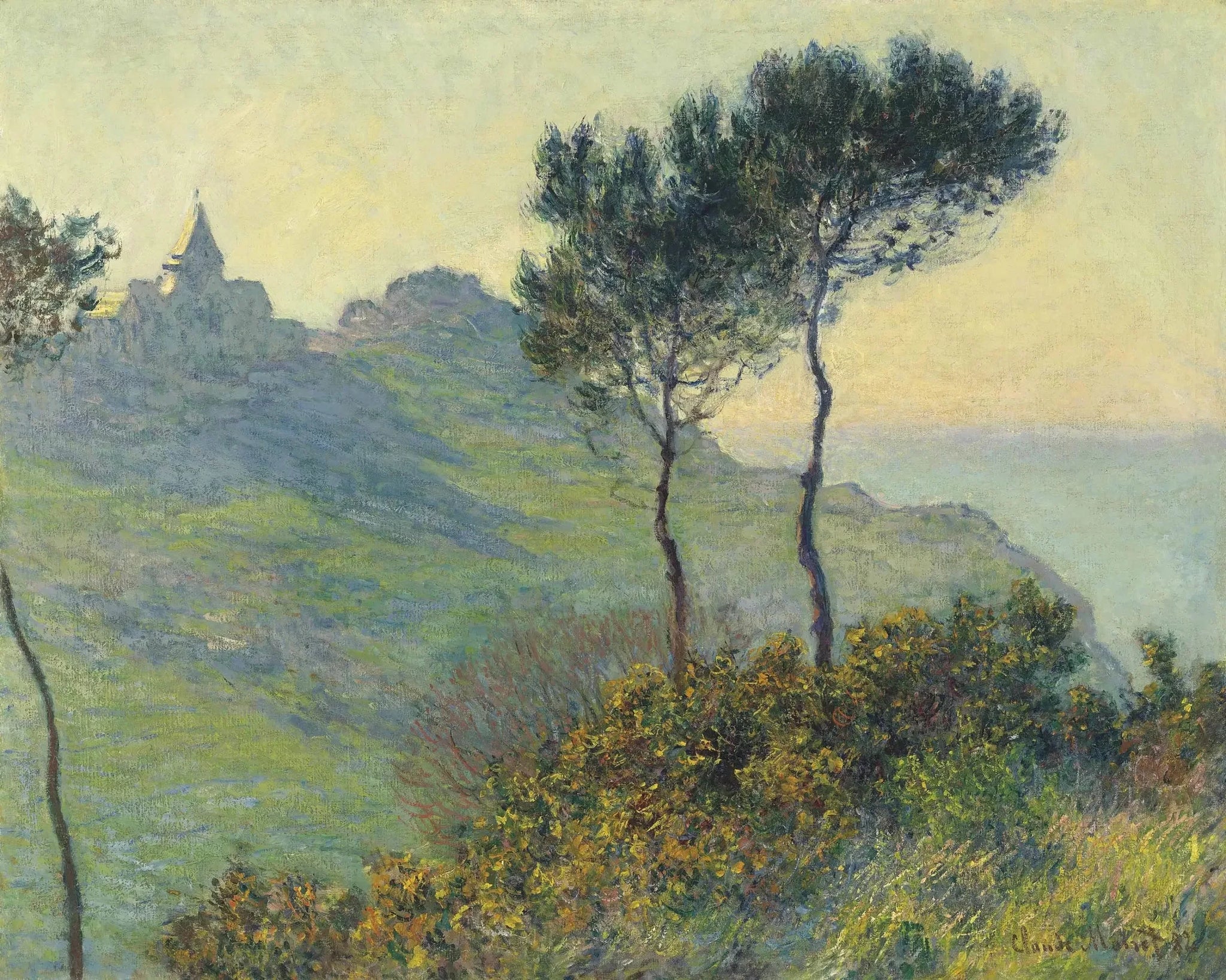 L’Église de Varengeville, soleil couchant W726 de Claude Monet – collection particulière