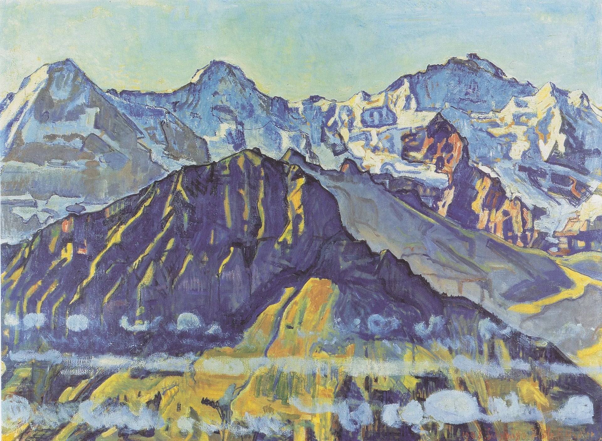 Eiger, Mönch und Jungfrau in der Morgensonne - Ferdinand Hodler image 1 reproduction de peinture à l’huile