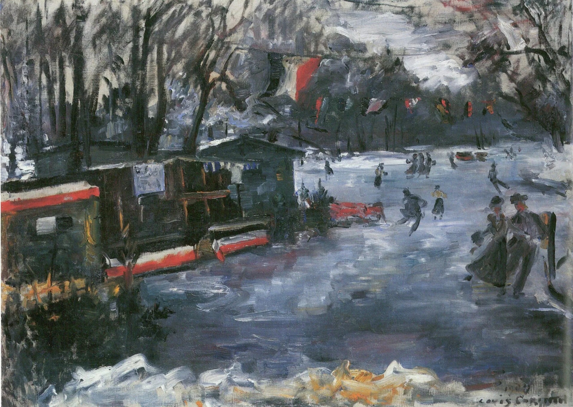 Eisbahn im Berliner Tiergarten - Lovis Corinth image 1 reproduction de peinture à l’huile