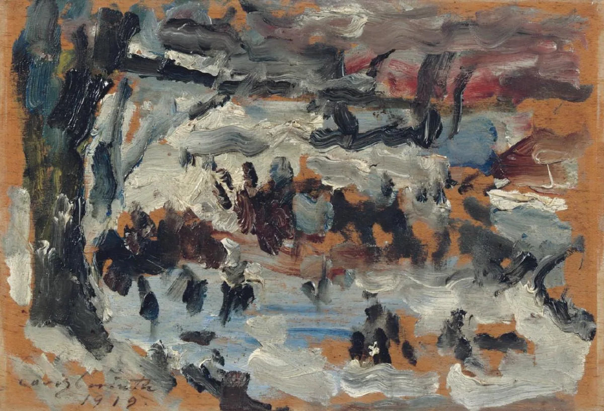 Eisbahn (Schlittschuhläufer auf den Neuen See im Berliner Tiergarten) - Lovis Corinth image 1 copie de tableau peinte à la main