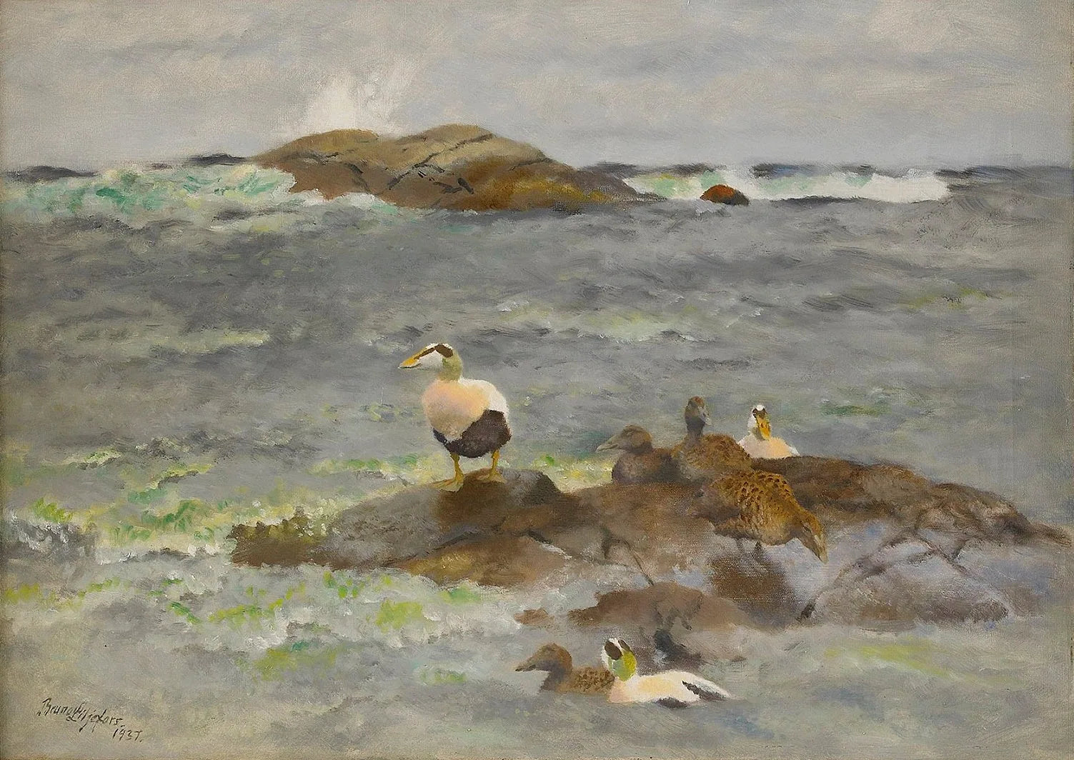 Ejdrar pa kobbe - Bruno Liljefors image 1 copie peinte à la main à l’huile