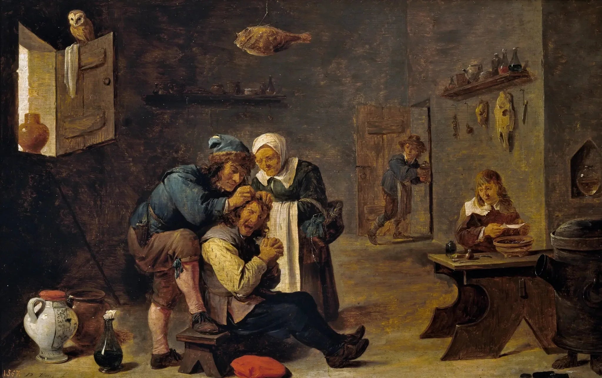 El cirujano - David Teniers le Jeune image 1 reproduction de peinture à l’huile