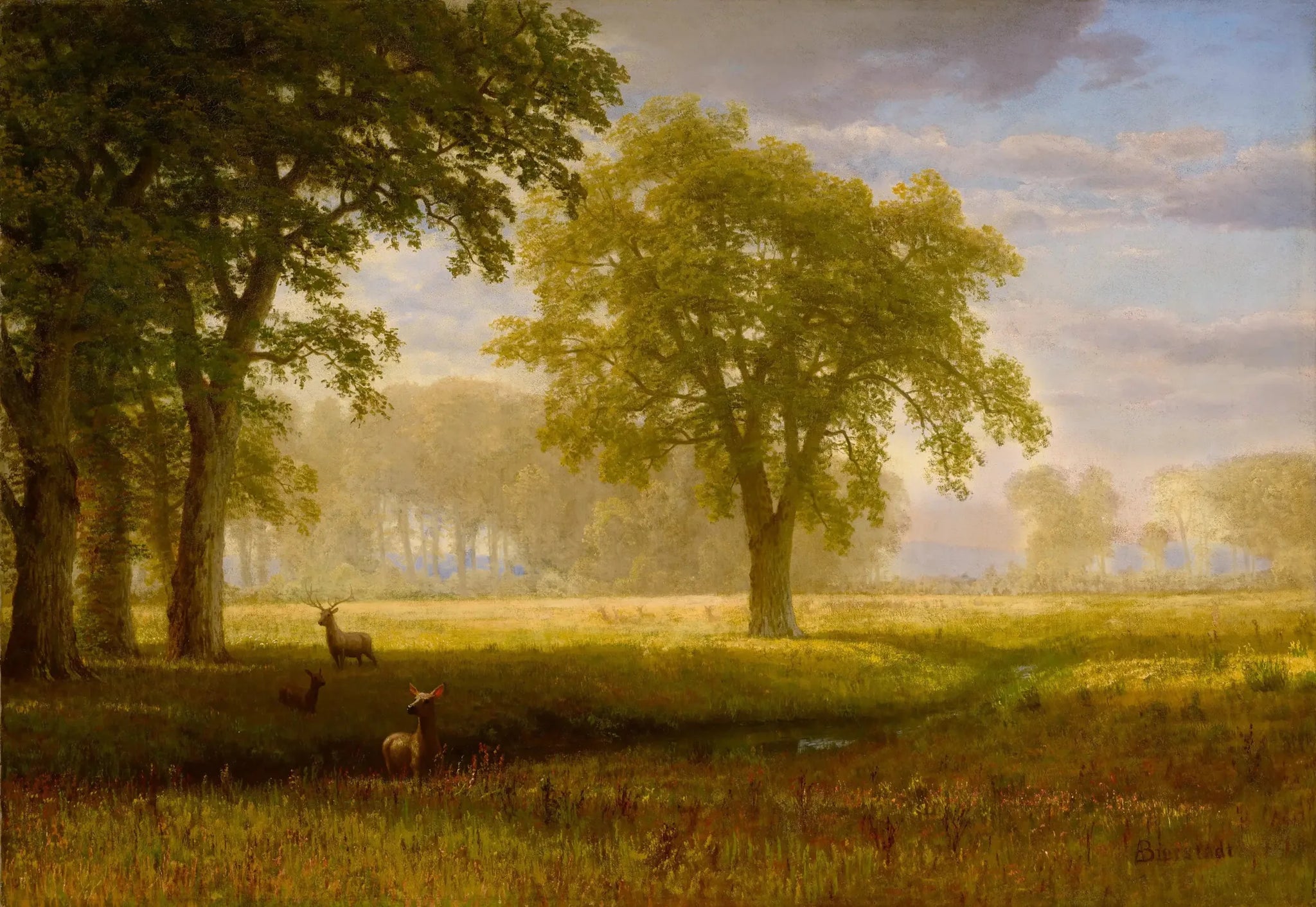 Élan à Oak Grove (Tuolumne Meadows) - Albert Bierstadt image 1 copie peinte à la main à l’huile