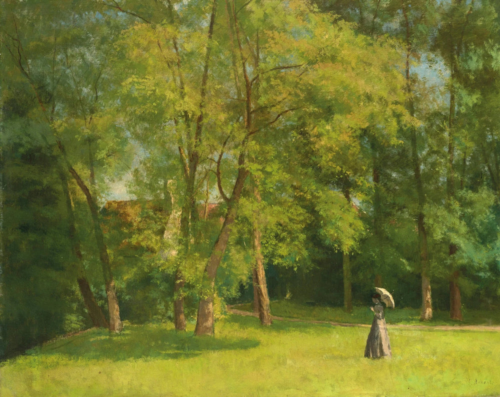 Élégante au parc - Henri Rouart image 1 reproduction artisanale de tableau