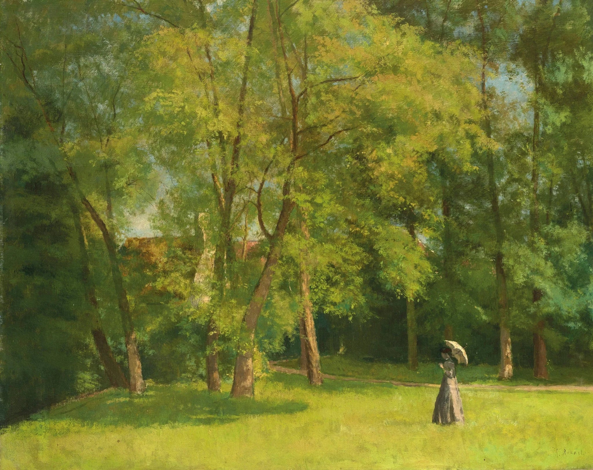 Élégante au parc - Henri Rouart image 1 reproduction artisanale de tableau