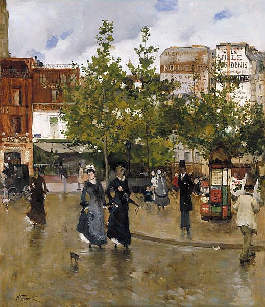 Élégantes à la Place Clichy - Norbert Gœneutte image 1 reproduction de peinture à l’huile
