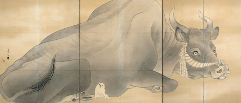 Éléphant blanc et taureau noir - Nagasawa Rosetsu