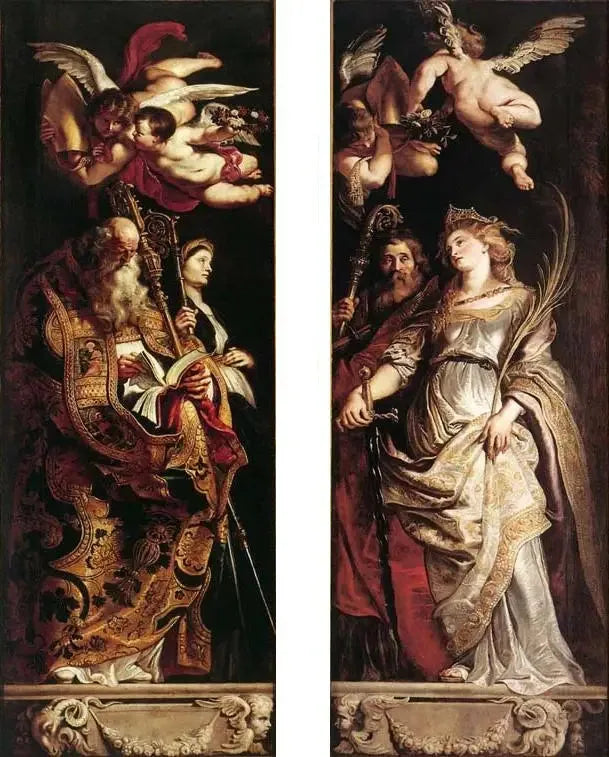 Élévation de la Croix : saints Éloi et Catherine - Peter Paul Rubens image 1 reproduction d’œuvre d’art à l’huile