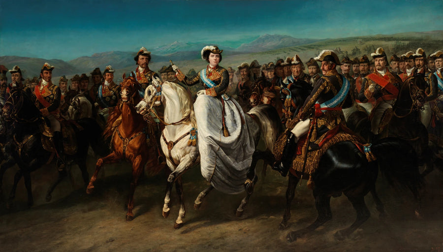 Elizabeth II et son état-major à cheval - Charles Porion