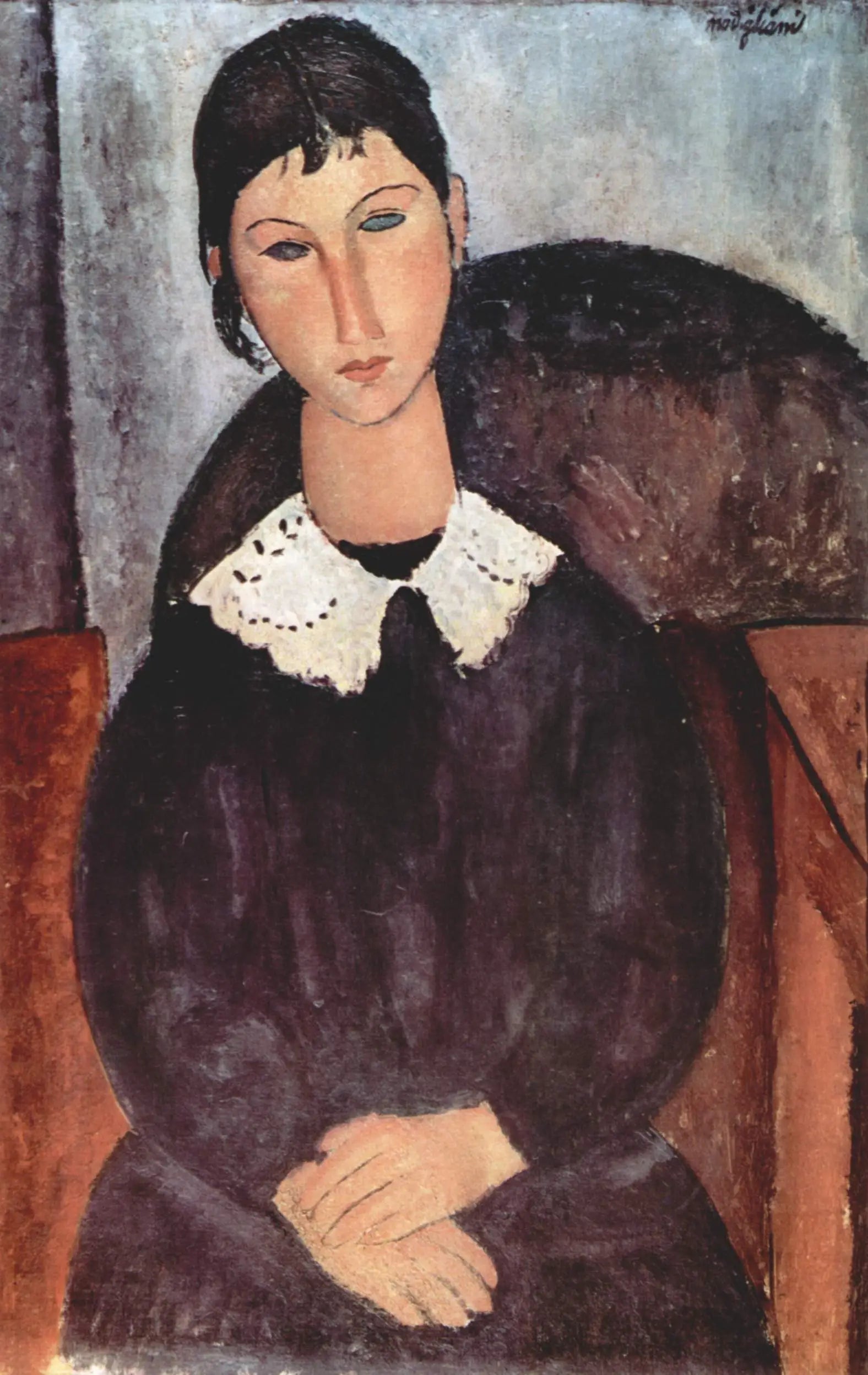 Elvire au col blanc - Amedeo Modigliani image 1 tableau peint à l’huile sur toile