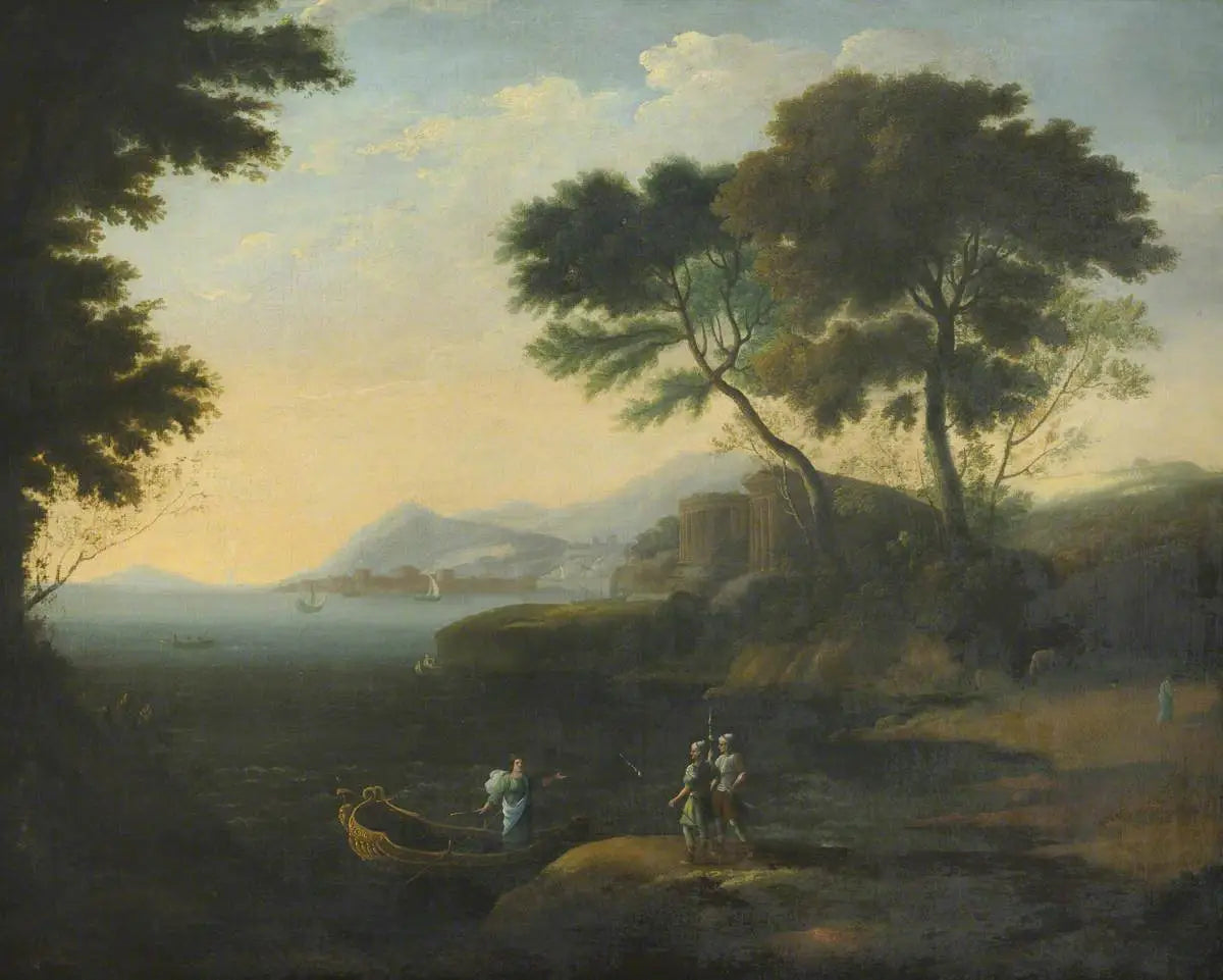 Embarquement de Carlo et Ubaldo à la poursuite de Rinaldo - Claude Lorrain image 1 reproduction artisanale de tableau