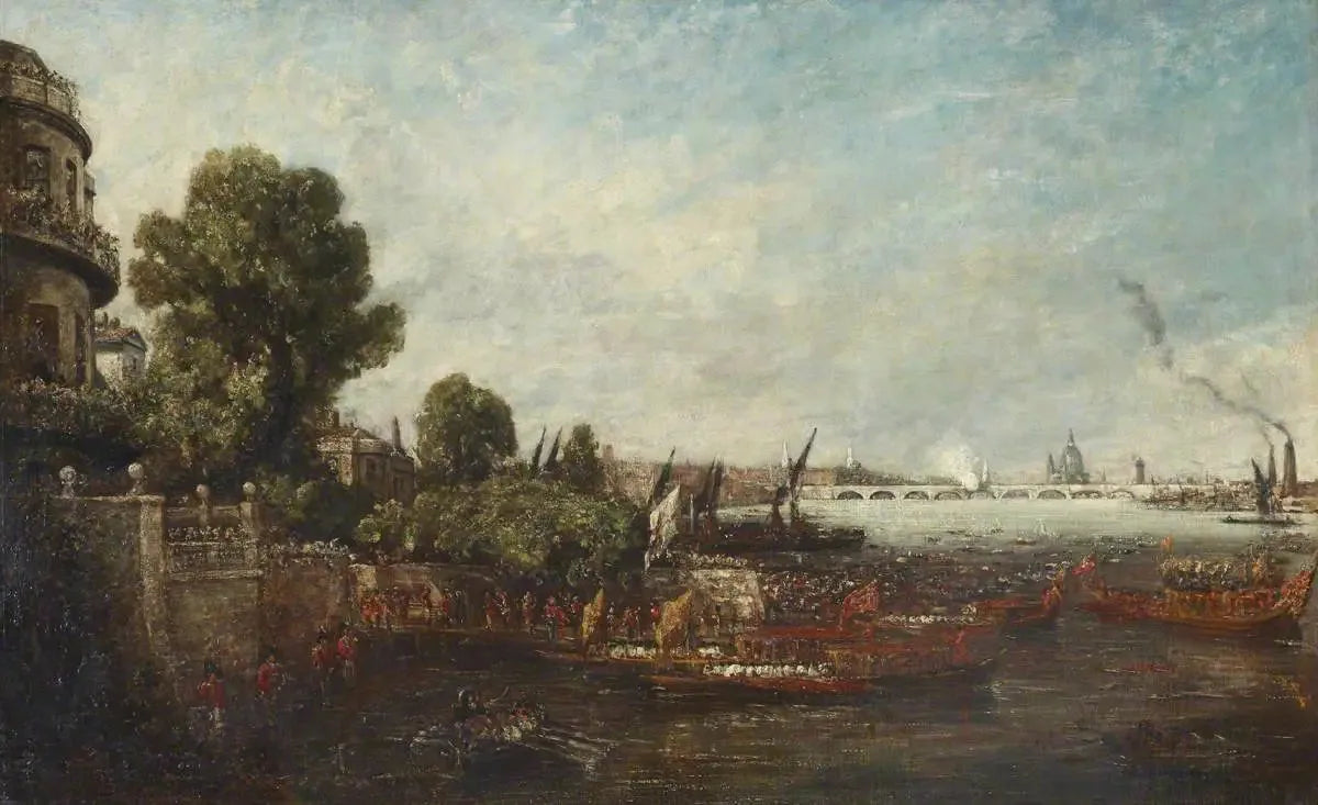 Embarquement de George IV depuis Whitehall : l'ouverture du pont de Waterloo, 1817 - John Constable image 1 reproduction réalisée par Alpha Reproduction