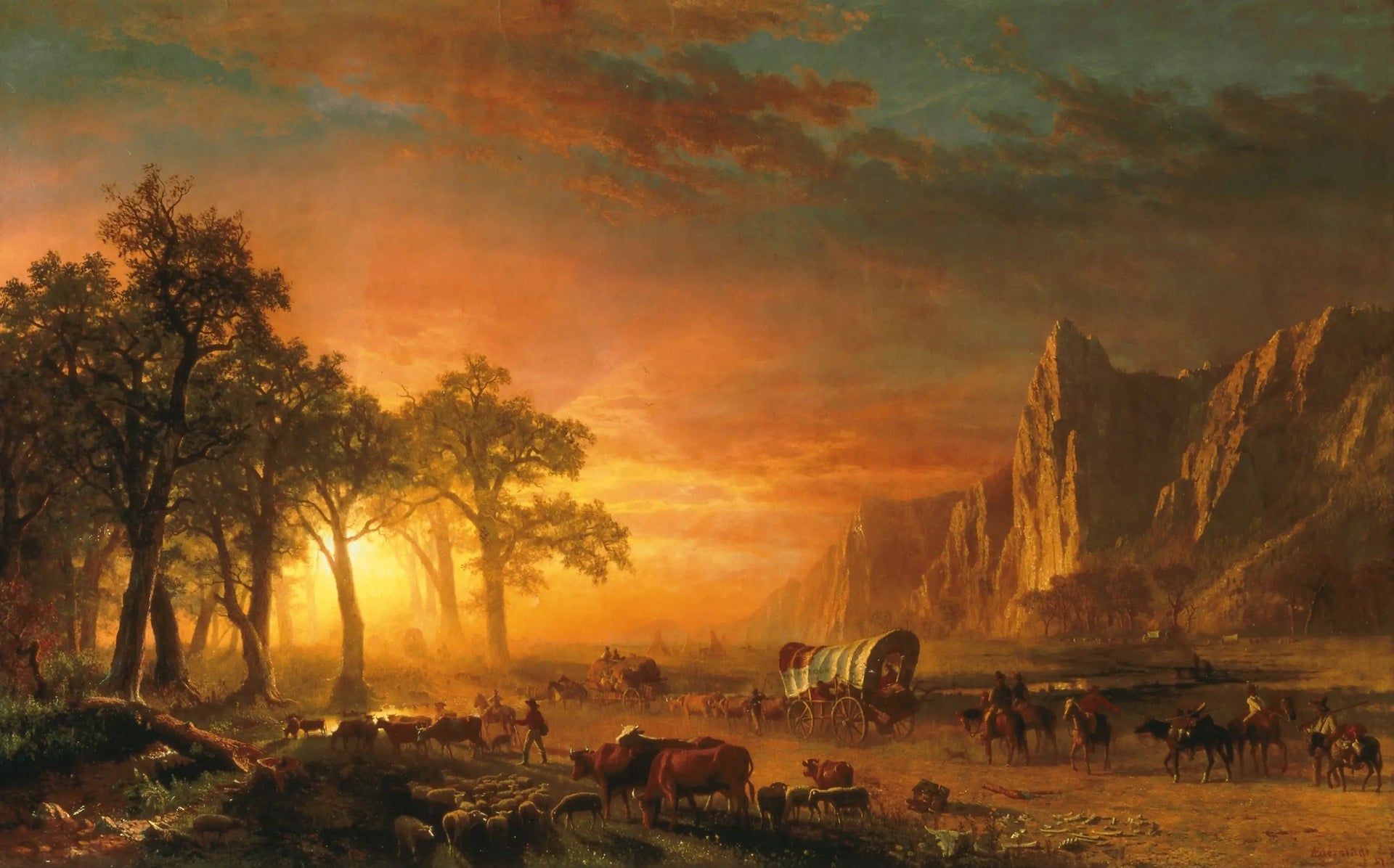 Émigrants traversant les plaines - Albert Bierstadt image 1 tableau peint à l’huile sur toile