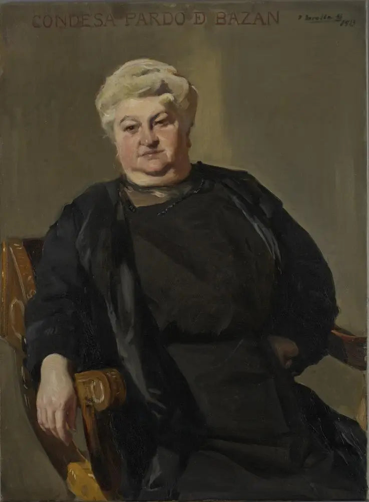 Emilia Pardo Bazán, Condesa de Pardo Bazán - Joaquín Sorolla image 1 copie peinte à la main à l’huile