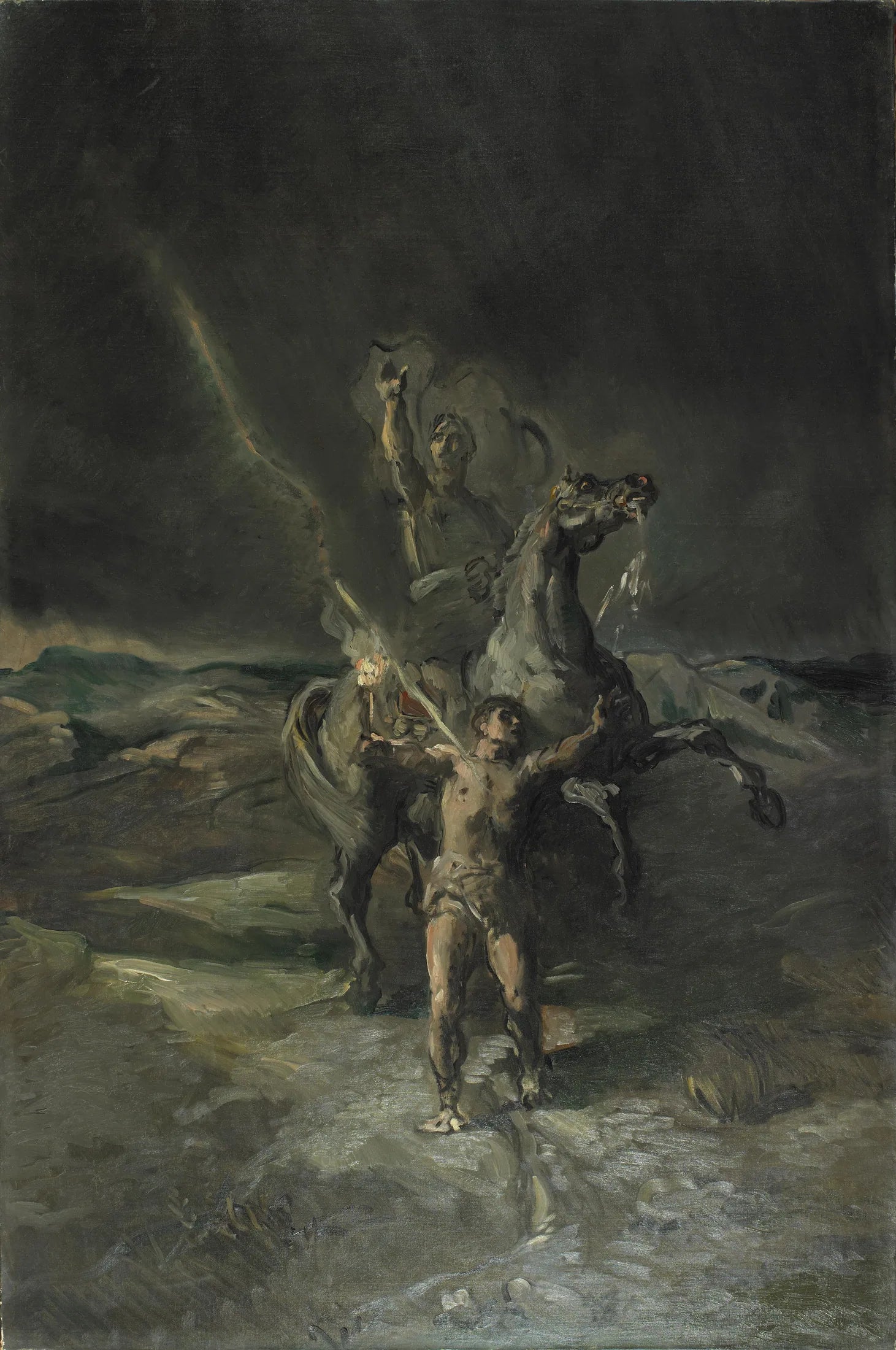 Empereur romain à cheval et son esclave frappé par la foudre - Théodore Chassériau image 1 reproduction réalisée par Alpha Reproduction