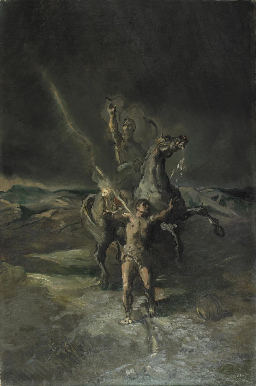 Empereur romain à cheval et son esclave frappé par la foudre - Théodore Chassériau