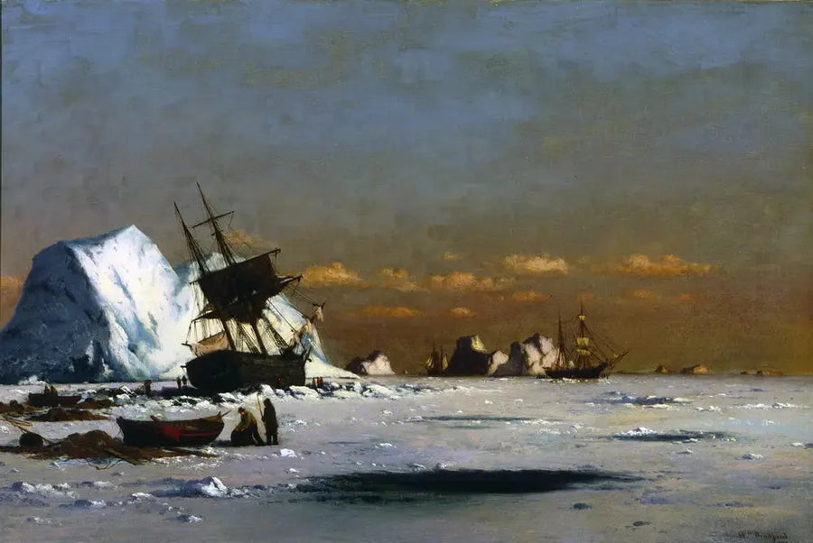 En attendant le dégel (scène de chasse à la baleine dans l'Arctique) - William Bradford image 1 copie de tableau peinte à la main