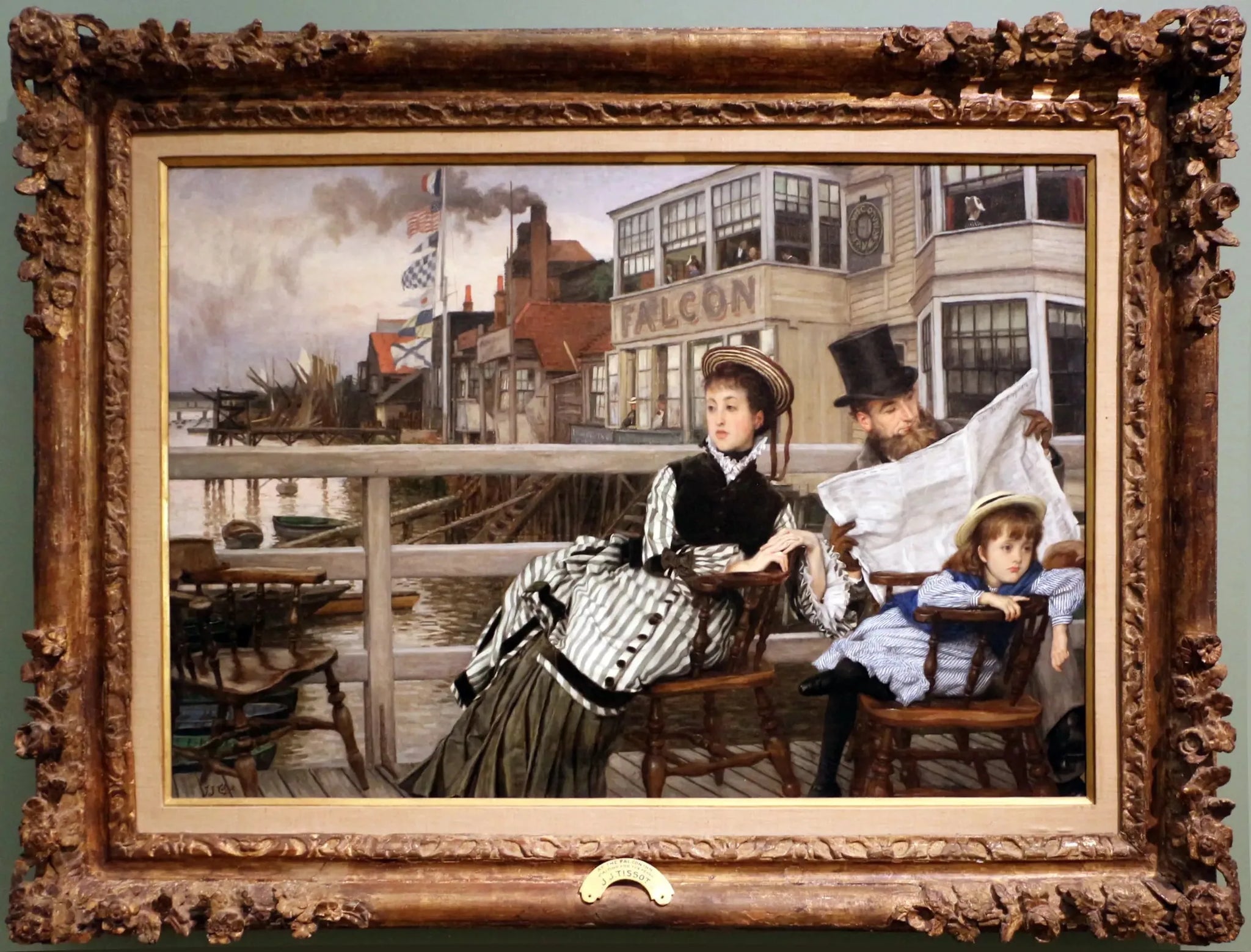 En attendant le ferry à la taverne Falcon - James Tissot image 1 reproduction de peinture à l’huile