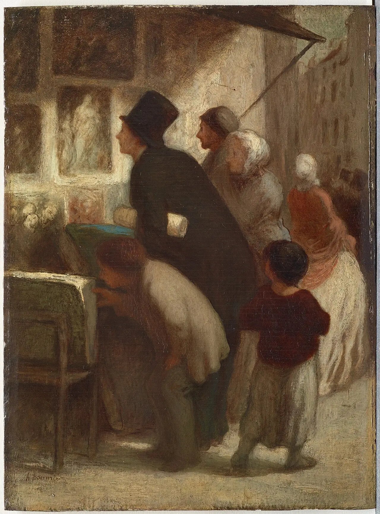 En dehors de la boutique du marchand d'estampes - Honoré Daumier image 1 tableau peint à l’huile sur toile