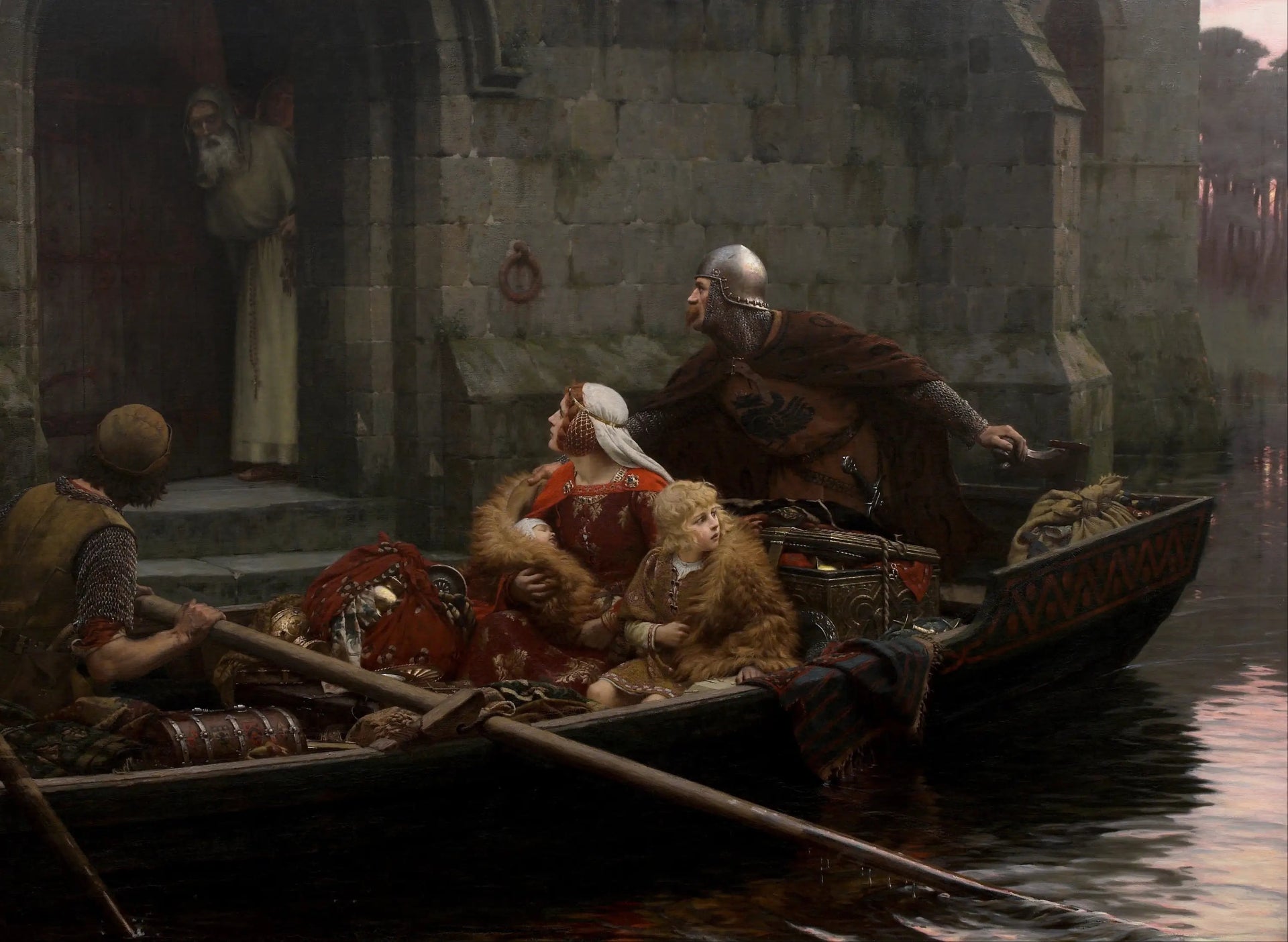 En temps de péril - Edmund Blair Leighton image 1 copie peinte à la main à l’huile
