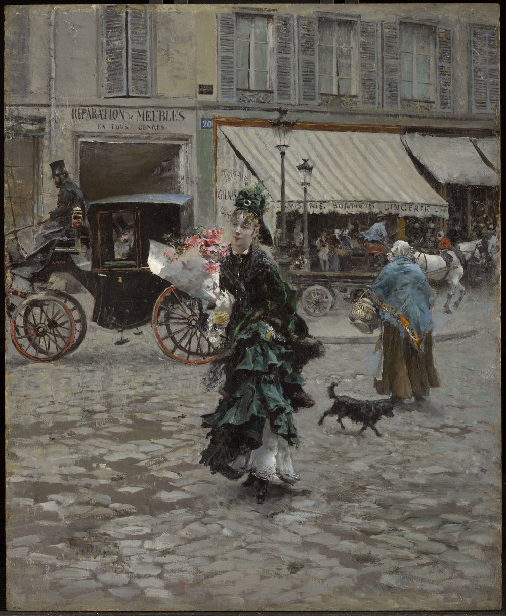 En traversant la rue - Giovanni Boldini image 1 tableau peint à l’huile sur toile
