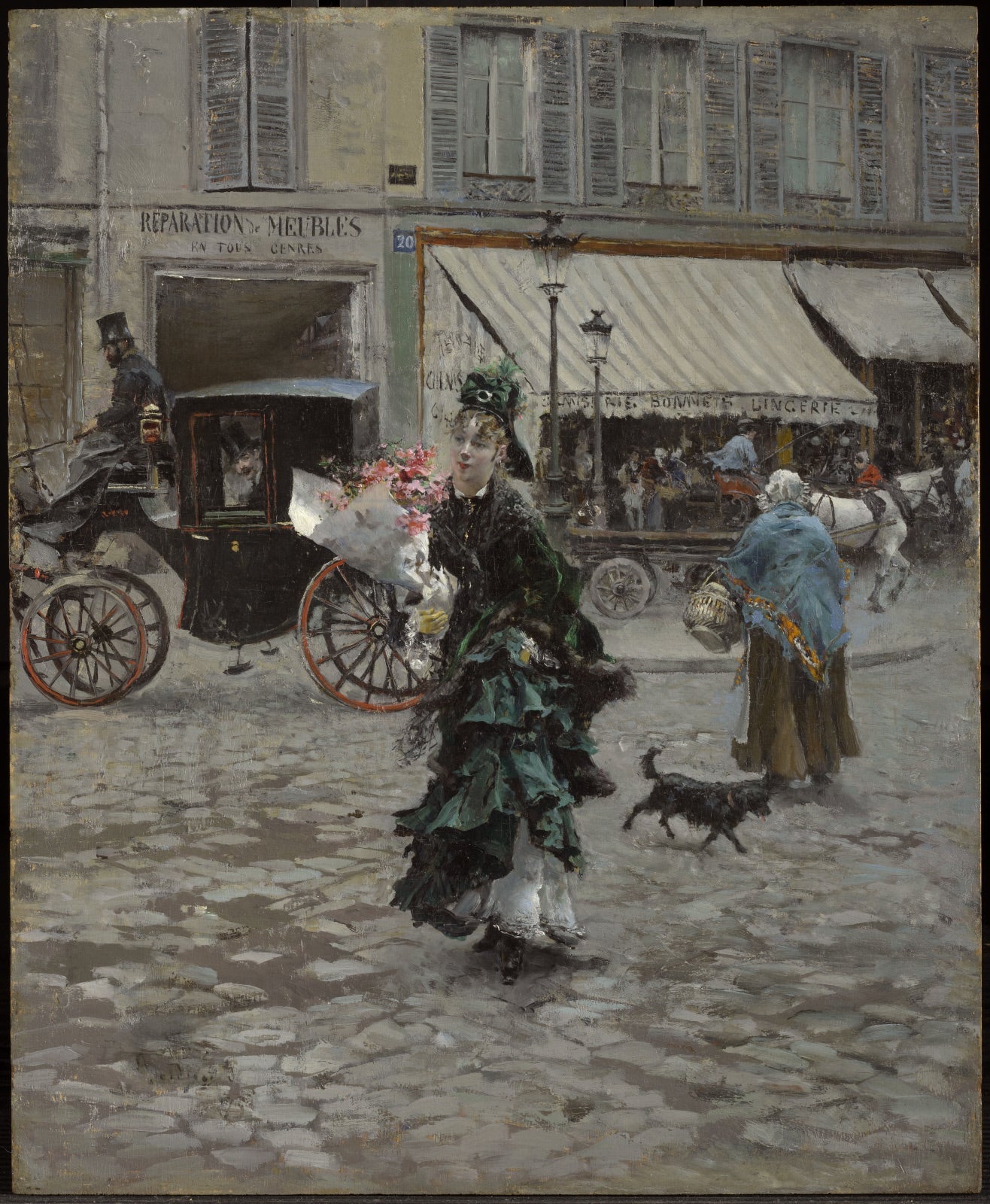 En traversant la rue - Giovanni Boldini image 1 tableau peint à l’huile sur toile