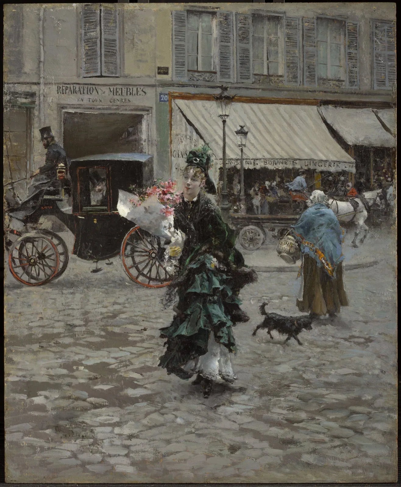En traversant la rue - Giovanni Boldini image 1 copie de tableau peinte à la main