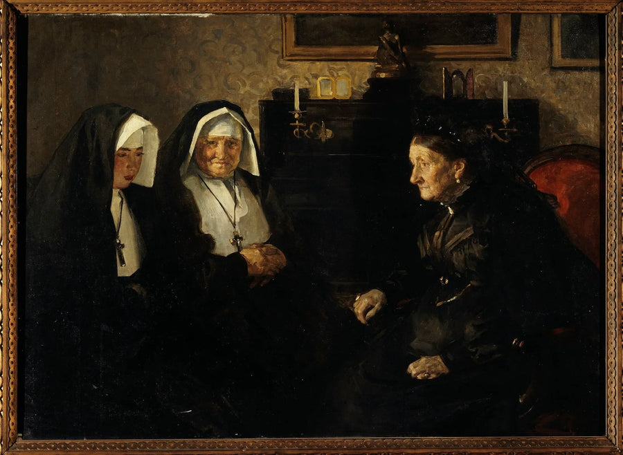 En visite, sœurs quêteuses - Lucien Simon image 1 reproduction d’œuvre d’art à l’huile
