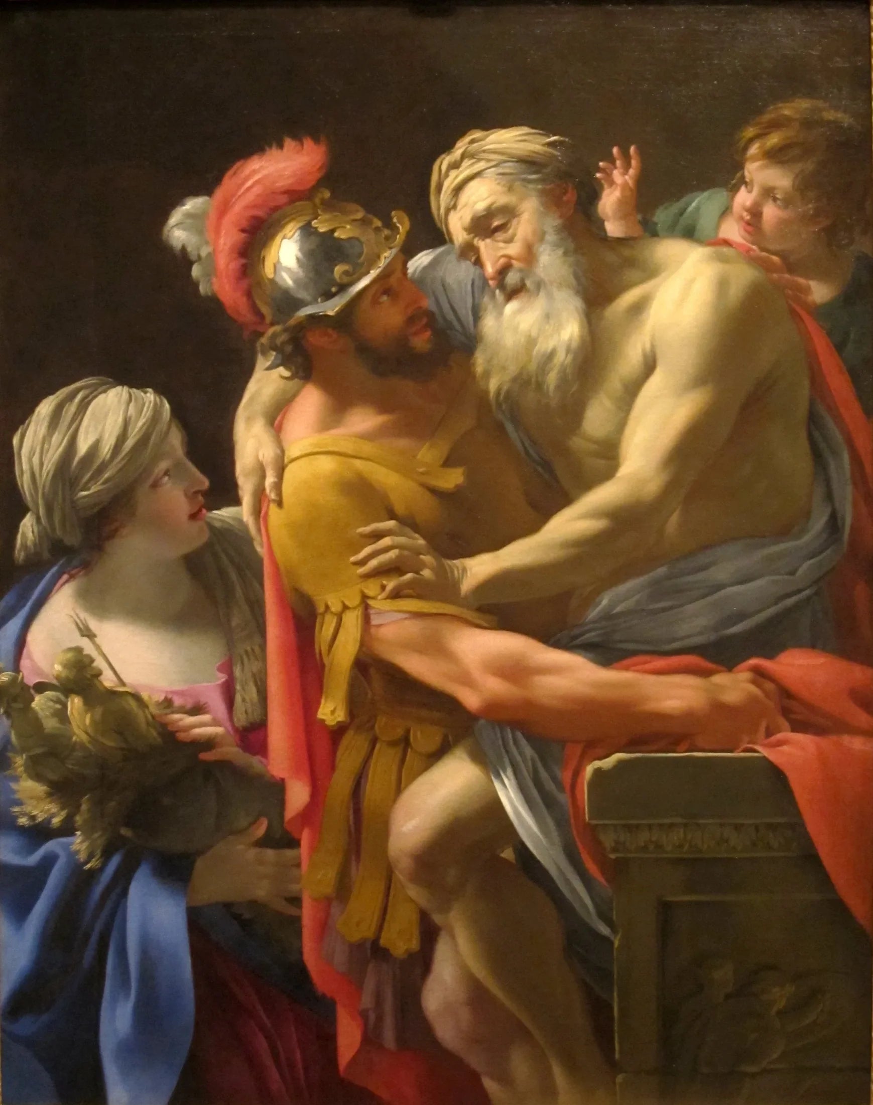 Énée et Priam fuyant Troie - Simon Vouet image 1 copie peinte à la main à l’huile