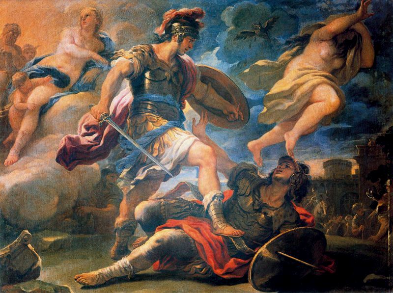 Énée et Turnus - Luca Giordano image 1 reproduction d’œuvre d’art à l’huile