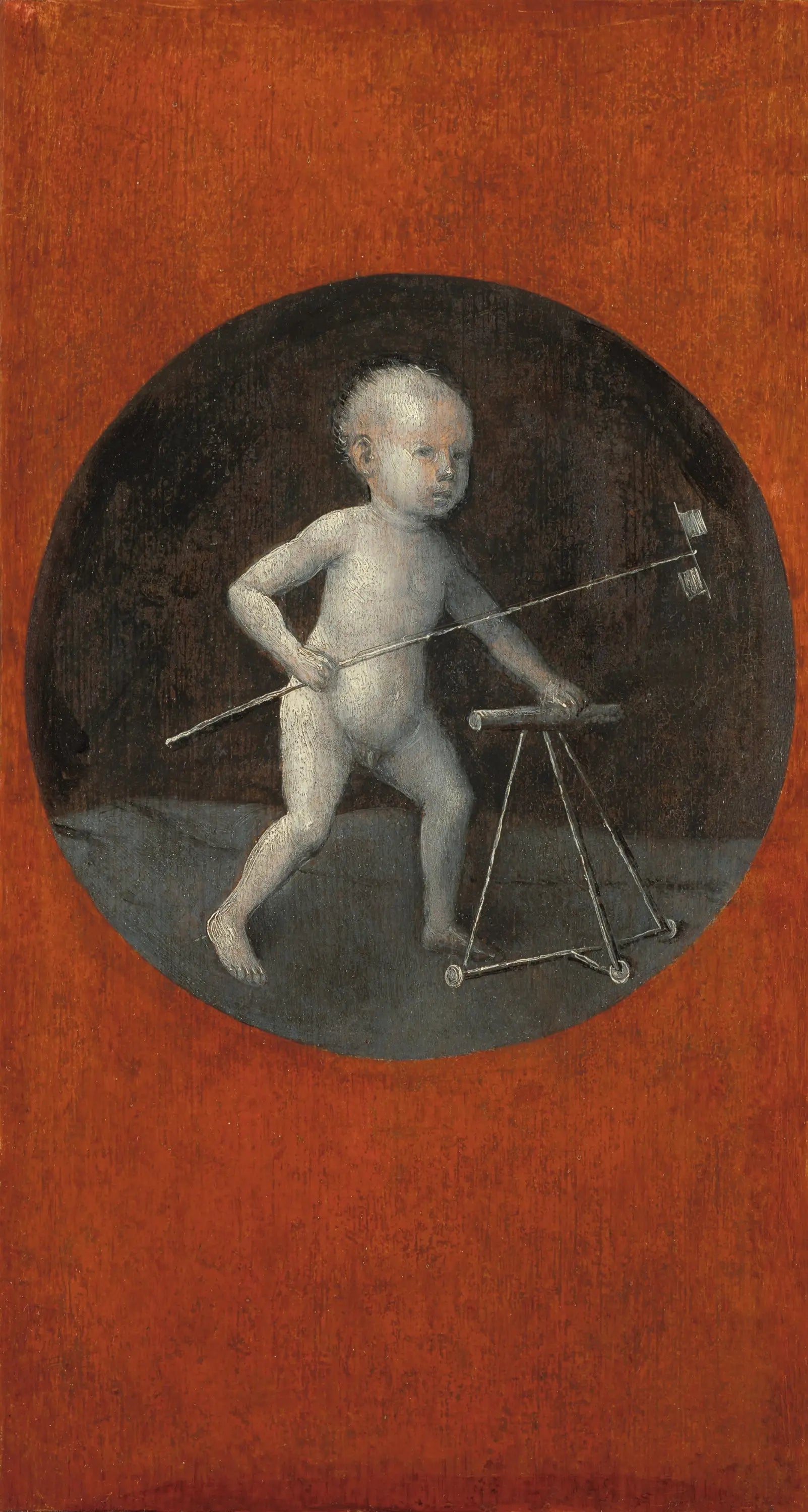 Enfant avec moulin à vent et déambulateur - Hieronymus Bosch image 1 copie peinte à la main à l’huile