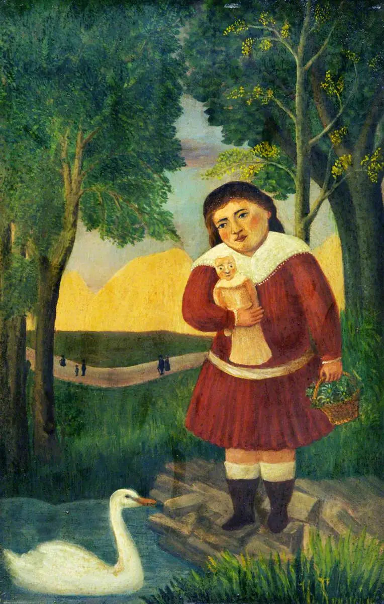 Enfant avec une poupée dans un paysage - Henri Rousseau image 1 reproduction artisanale de tableau