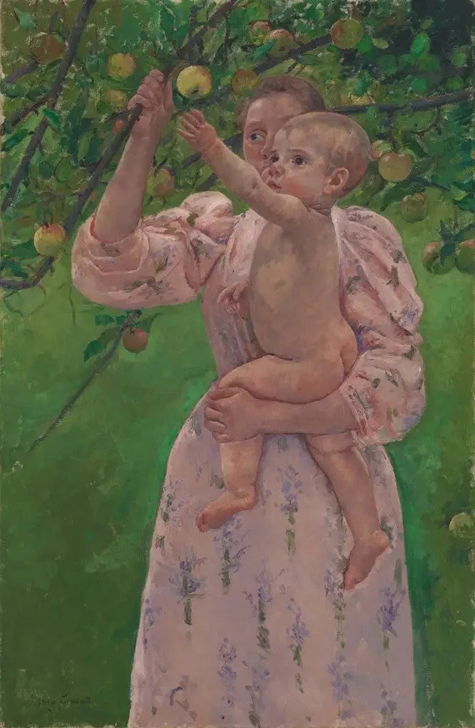 Enfant cueillant un fruit - Mary Cassatt image 1 reproduction d’œuvre d’art à l’huile