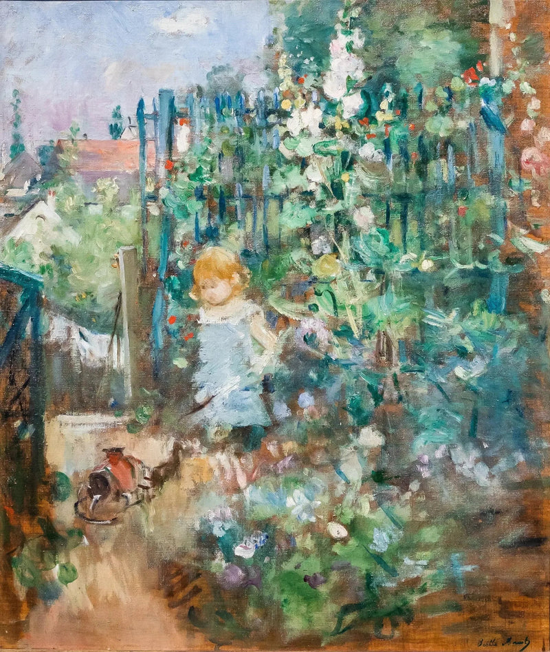 Enfant dans les roses trémières - Berthe Morisot