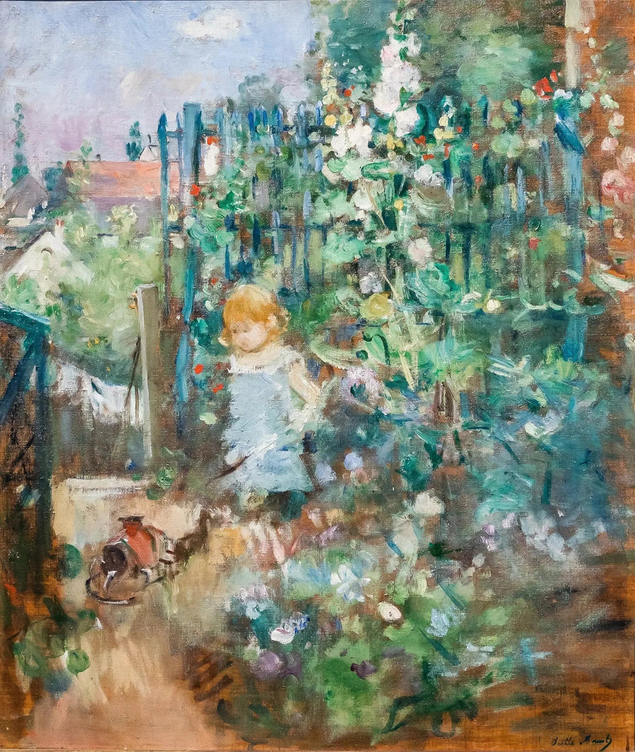 Enfant dans les roses trémières - Berthe Morisot