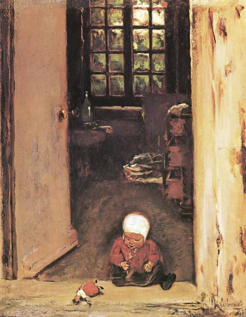 Enfant jouant dans l'embrasure de la porte - Max Liebermann