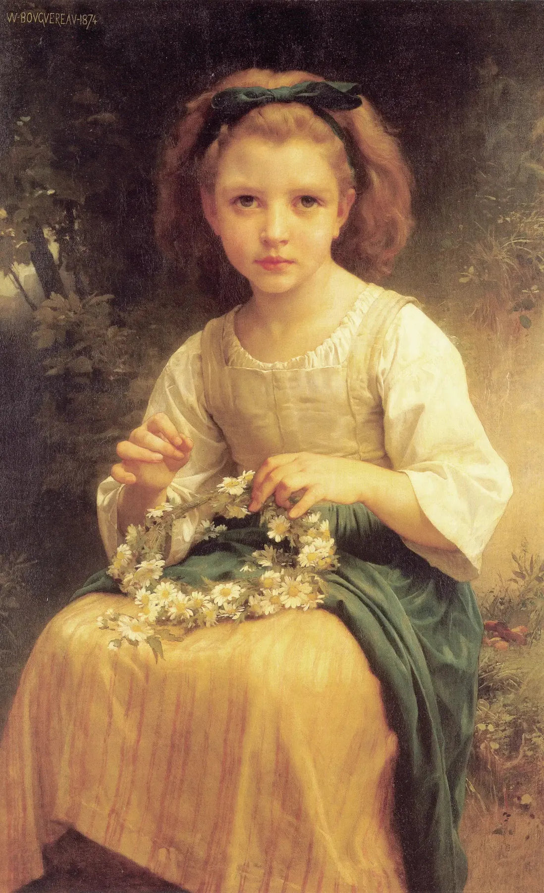 Enfant tressant une couronne - Bouguereau image 1 reproduction artisanale de tableau