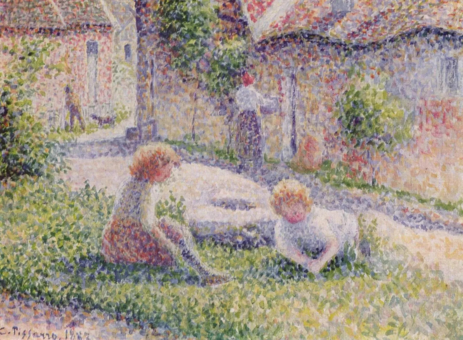 Enfants à la ferme - Camille Pissarro image 1 reproduction de peinture à l’huile