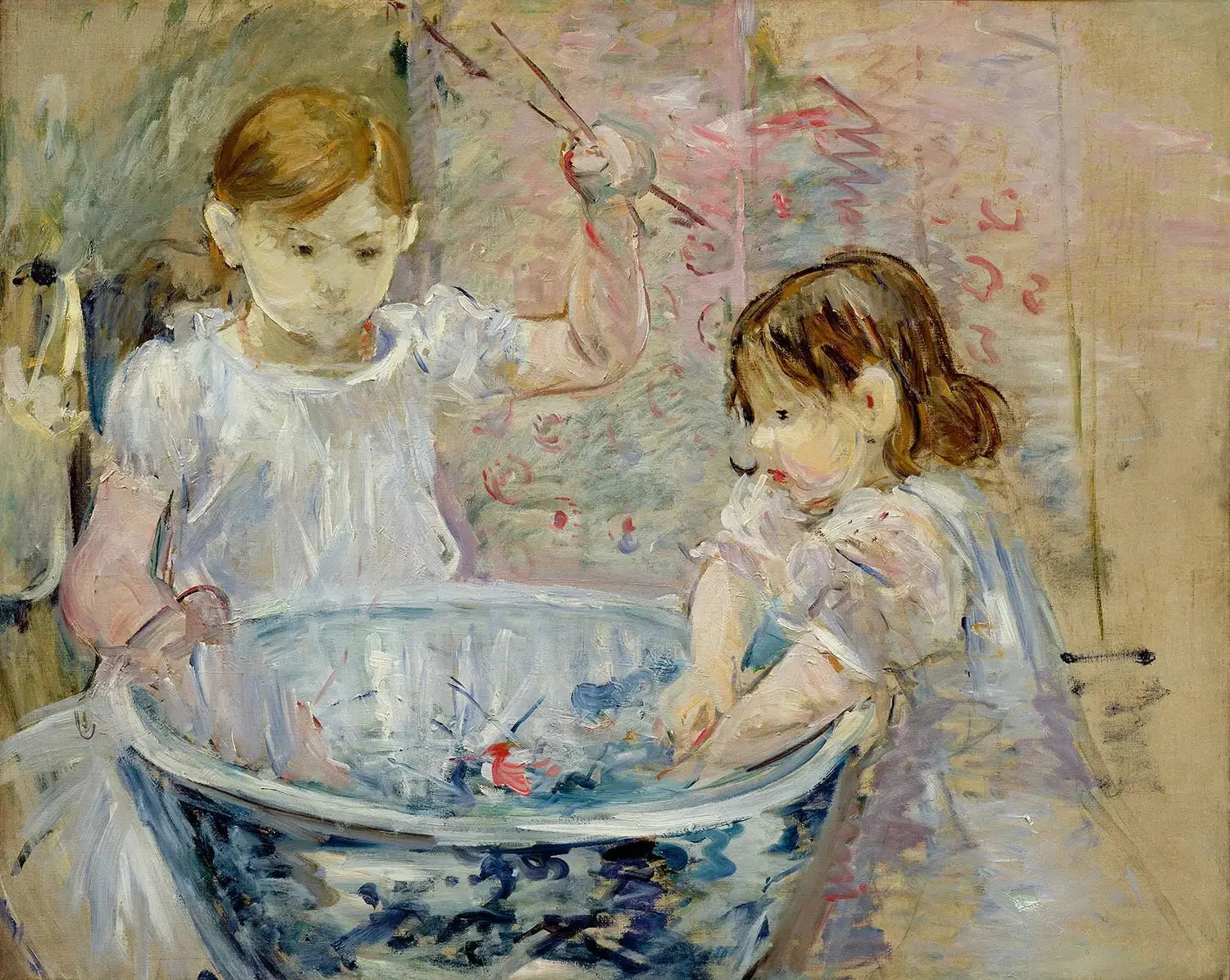 Enfants à la vasque - Berthe Morisot image 1 reproduction de peinture à l’huile