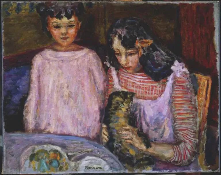 Enfants et chat - Pierre Bonnard image 1 reproduction d’œuvre d’art à l’huile