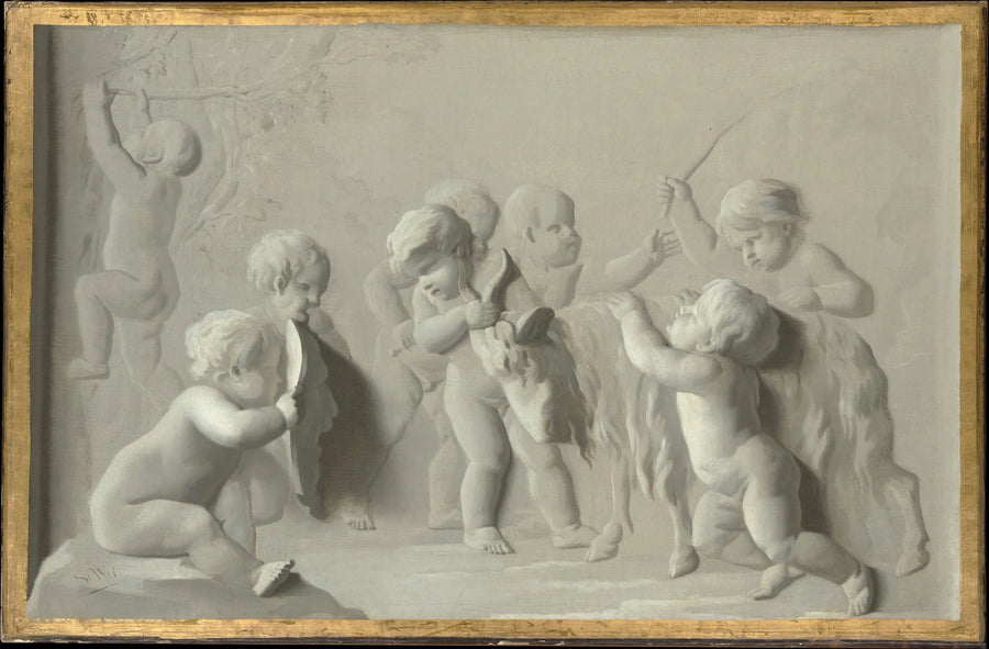 Enfants jouant avec une chèvre - Jacob de Wit
