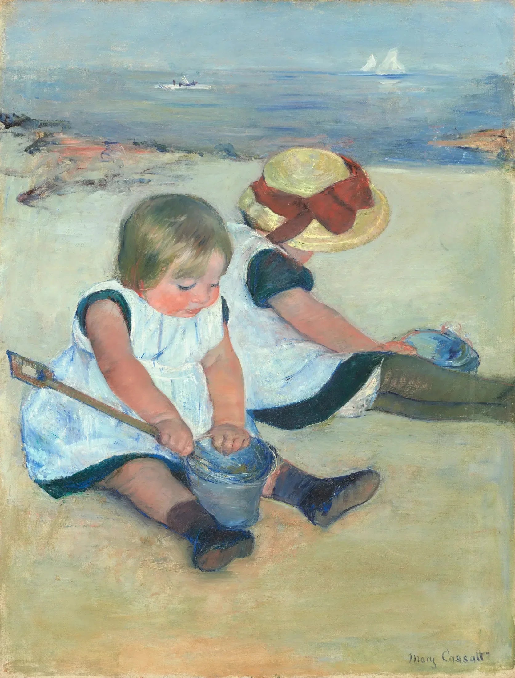 Enfants jouant sur la plage - Mary Cassatt image 1 reproduction de peinture à l’huile