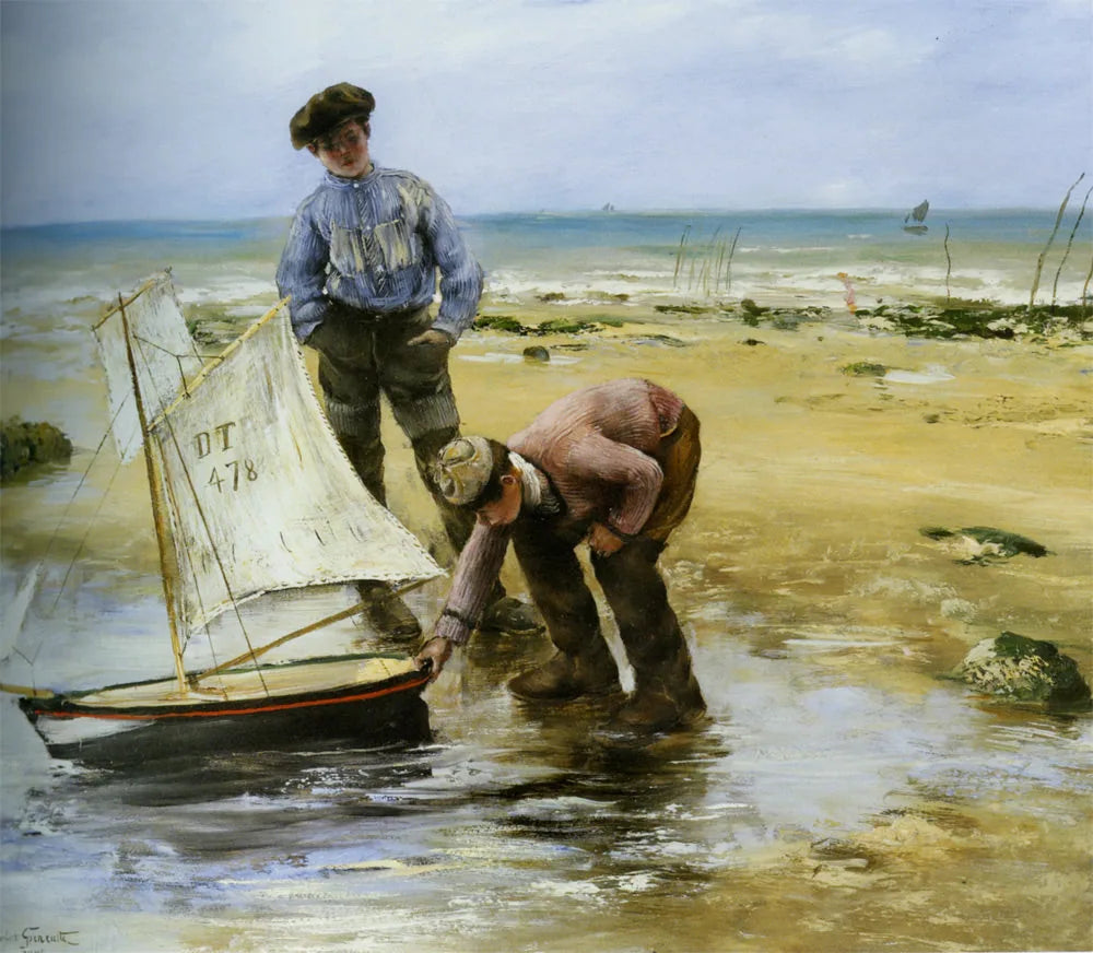 Enfants jouant sur la plage - Norbert Gœneutte image 1 reproduction artisanale de tableau