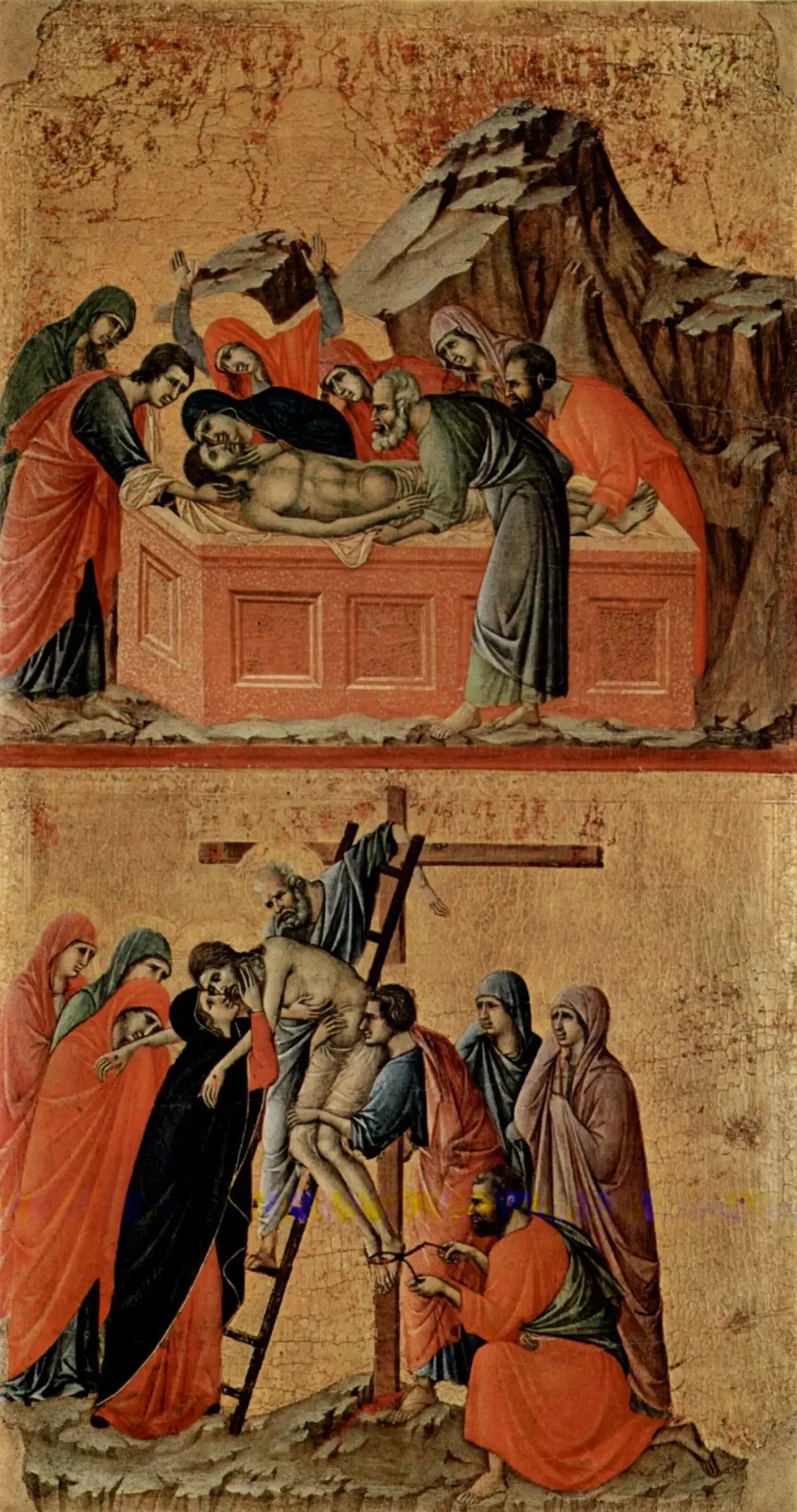 Enterrement du Christ (en haut) ; Descente de Croix (en bas) - Duccio di Buoninsegna image 1 reproduction d’œuvre d’art à l’huile