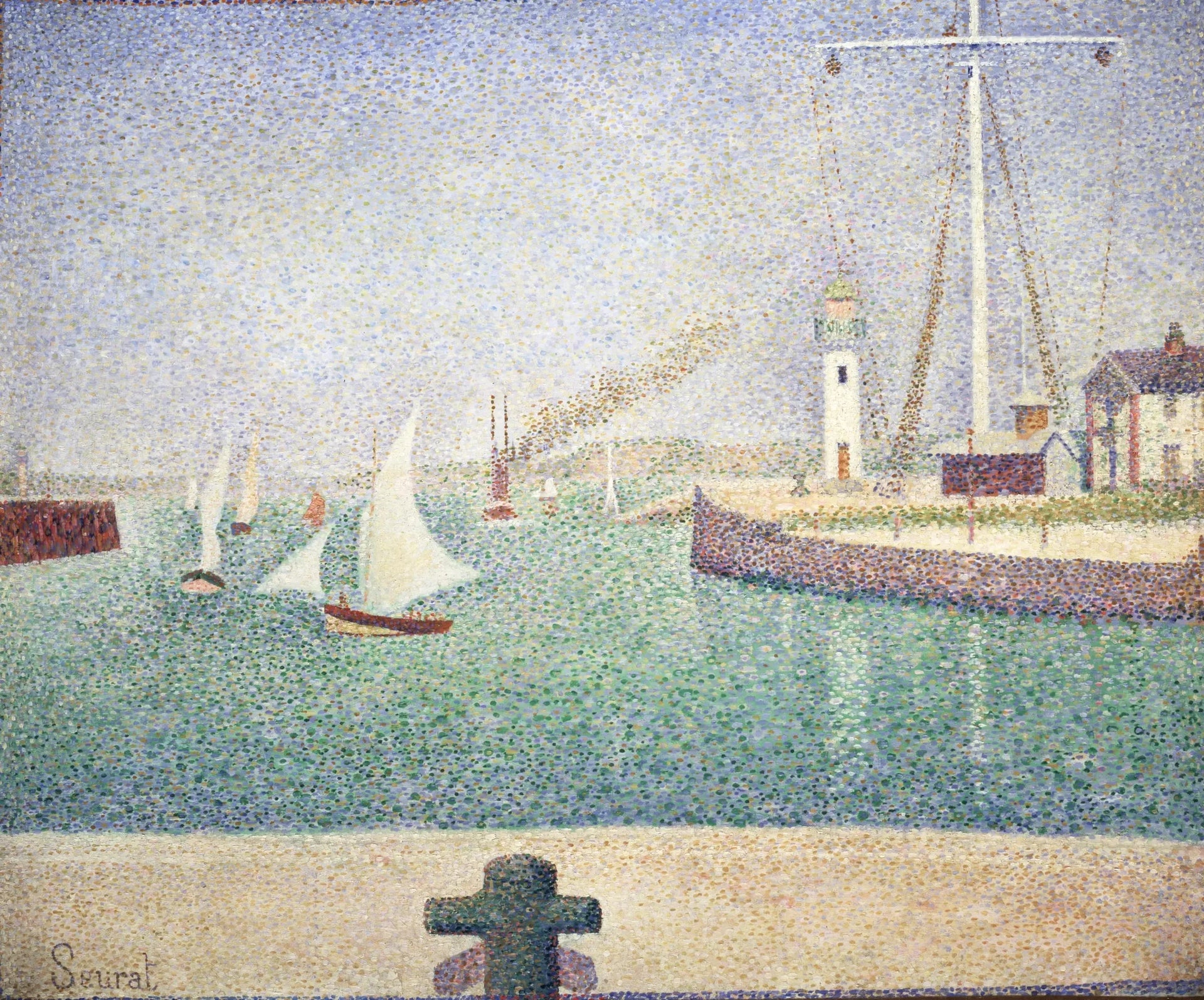 Entrée du port d'Honfleur - Georges Seurat image 1 copie peinte à la main à l’huile