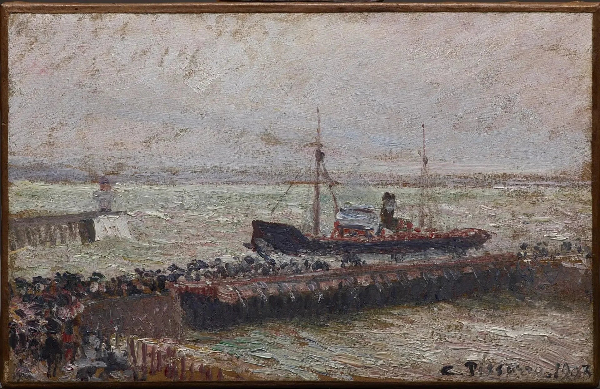 Entrée du port du Havre, ciel couvert - Camille Pissarro image 1 copie peinte à la main à l’huile