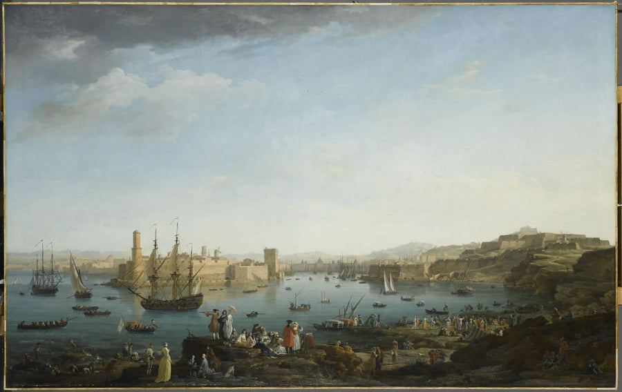 L'Entrée du port de Marseille. (au premier plan J. Vernet dessinant) - Claude-Joseph Vernet