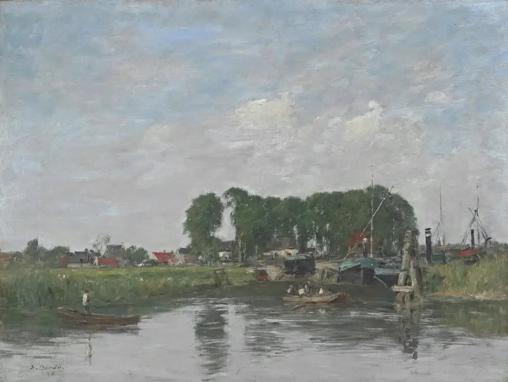 Environs de Dordrecht. Chantier de réparation de bateaux - Eugène Boudin image 1 reproduction réalisée par Alpha Reproduction