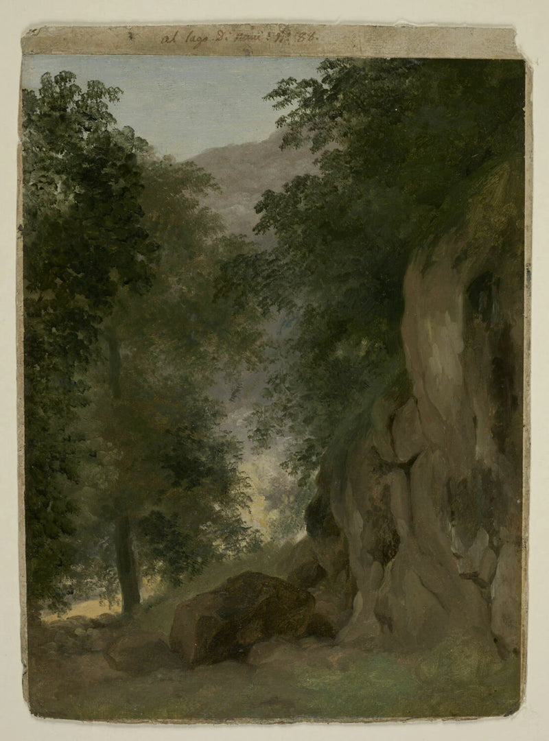 Environs du lac de Nemi : arbres et rochers - Pierre de Valenciennes